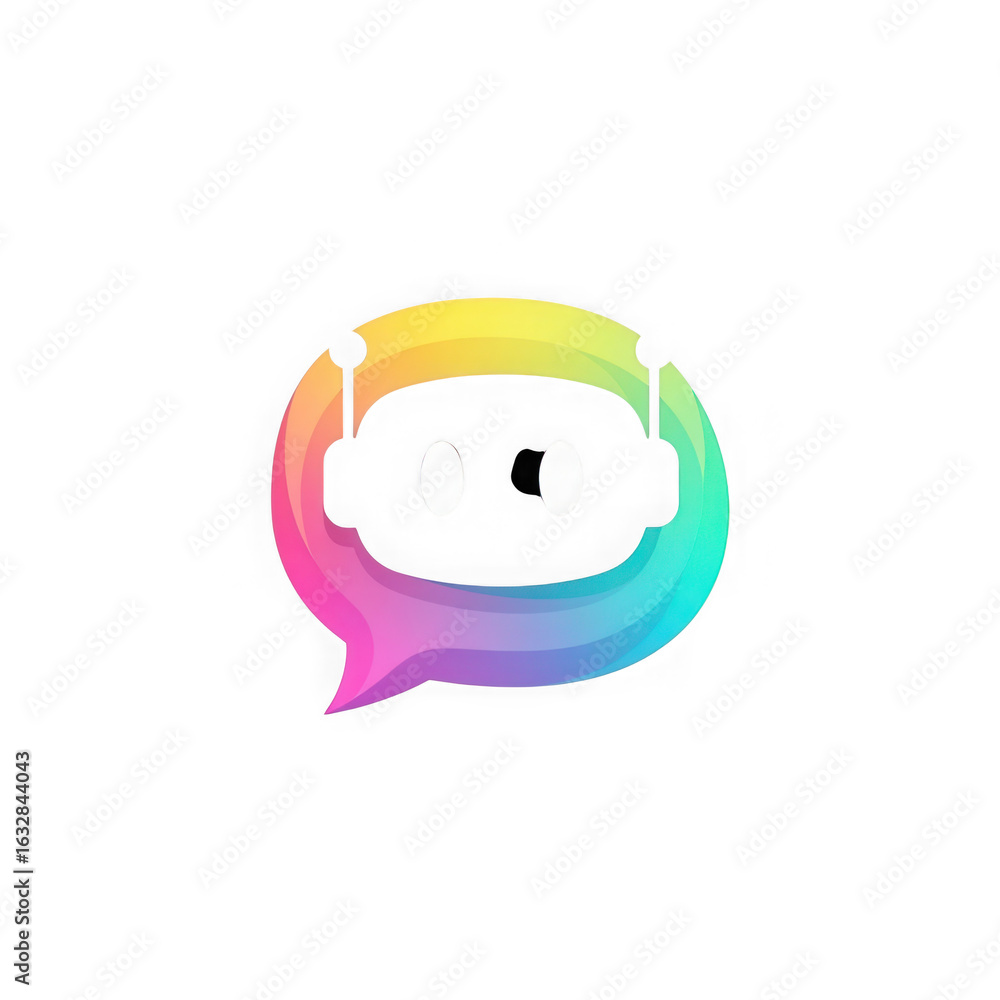 Obraz premium Chatbot icon with rainbow speech bubble isolated on transparent background