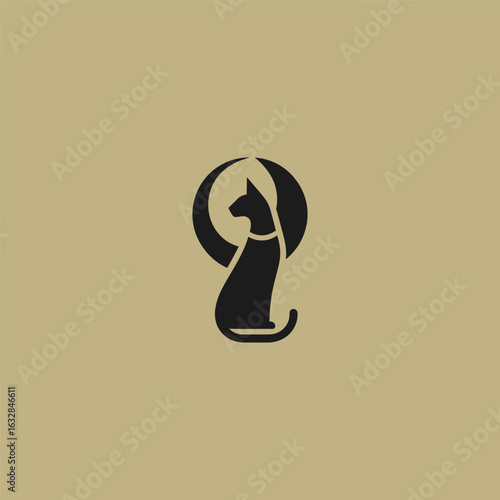 Bastet logo in strong and mystical silhouette illustration.