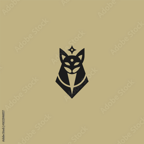 Bastet logo in strong and mystical silhouette illustration.