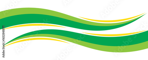 Vector green and yellow line background curve element with white space for text and message design, overlapping layers, eps 10
