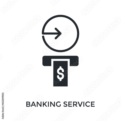 Banking Service Icon Glyph Style. Vector Illustration For Graphic Design