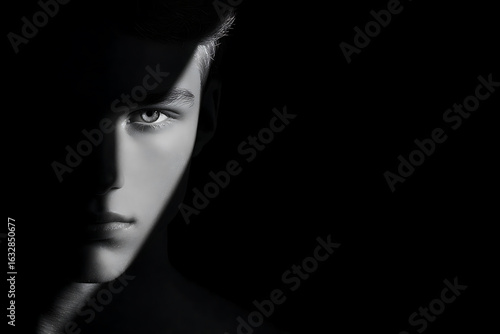 emotional duality, sadness half light, half shadow, a metaphor split in two