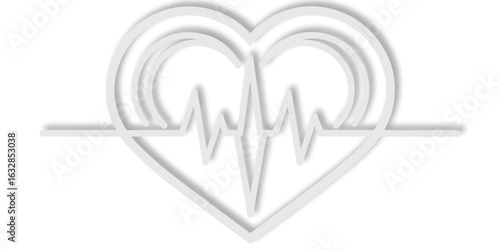Heart Symbol with Infinity and Pulse Lines in White Minimalist simple graphic design.