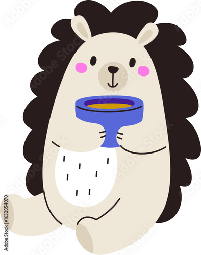Hedgehog Holding a Cup