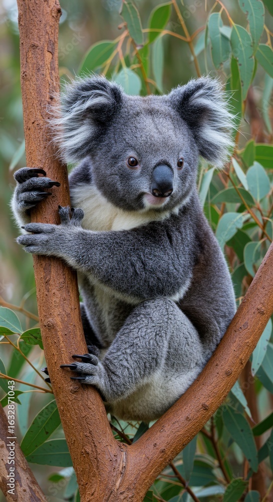 Naklejka premium Koala in Eucalyptus Tree