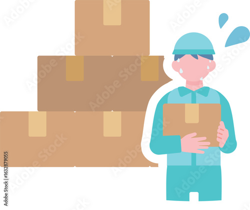 配達の荷物が多い男性