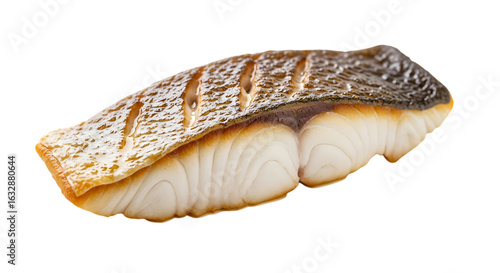 Closeup of a grilled fish fillet isolated on transparent background, showcasing its appetizing texture and goldenbrown crust, perfect for a healthy and delicious meal option