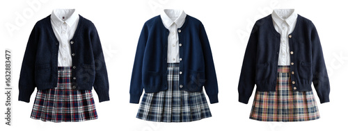 Set of Isolated Cardigans and Skirts on Transparent Background