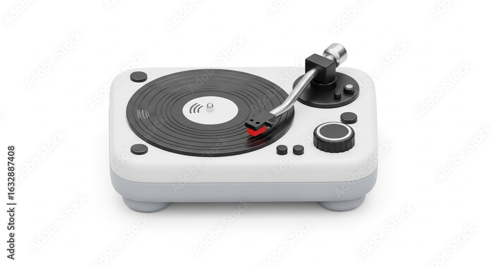 Fototapeta premium minimalist turntable on clean white background