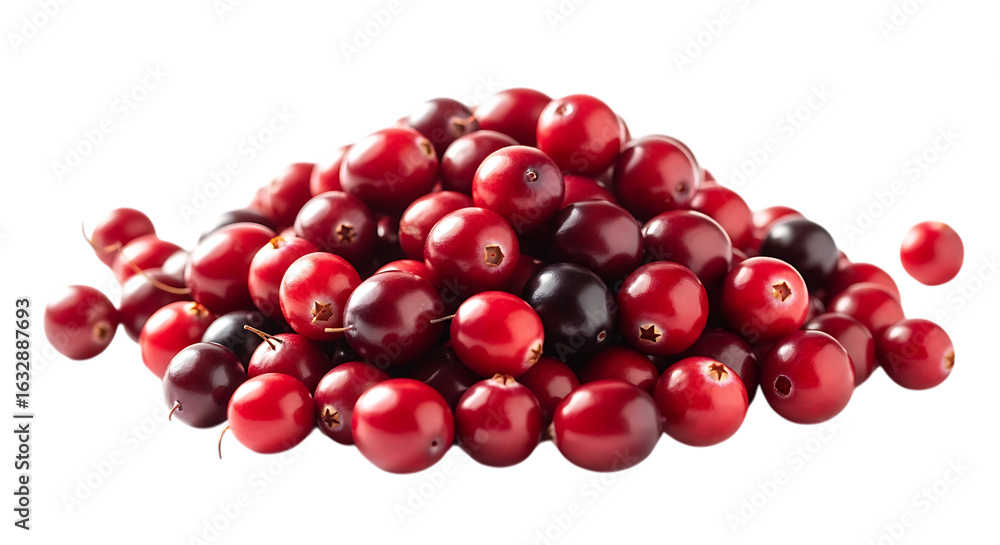 Pile of fresh cranberries isolated on transparent background, a vibrant and healthy fruit, perfect for autumn and holiday desserts, rich in antioxidants and vitamins Pile of fresh cranberries isolated on transparent background, a vibrant and healthy fruit, perfect for autumn and holiday desserts, rich in antioxidants and vitamins