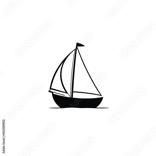 Vector art of simple sailboat silhouette isolated on white background in a clean outline style
