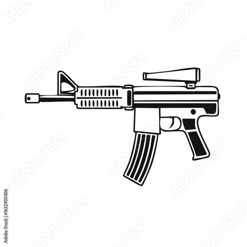Rifle Black and White Icon Military Gun Contour Style