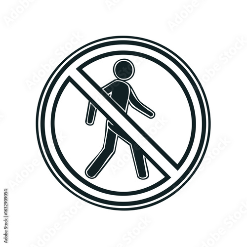 Prohibition Sign for Pedestrians: Graphic Icon of a Person Walking with Forbidden Symbol