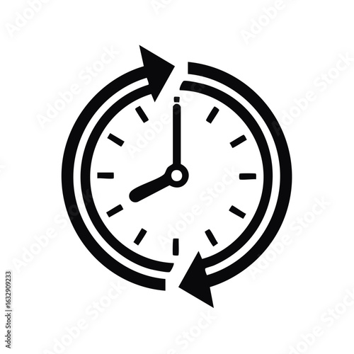 Clock with circular arrows indicating time passage and repetition