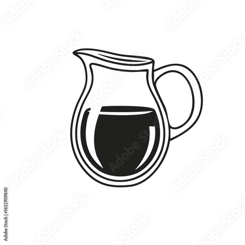Simple vector illustration of a glass pitcher filled with dark liquid