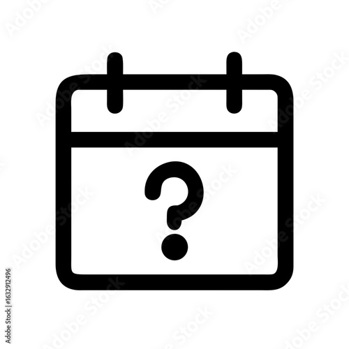 A black and white calendar icon with a question mark in the middle representing an unknown or uncertain date