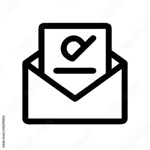 Open envelope with checkmark vector icon for email marketing and message confirmation design element use case