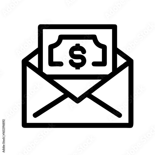 Money in envelope icon vector illustration for financial payment and salary income concept design element