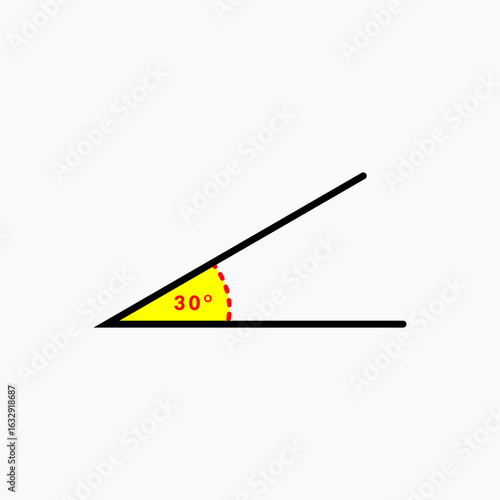 30 degree angle icon in mathematics