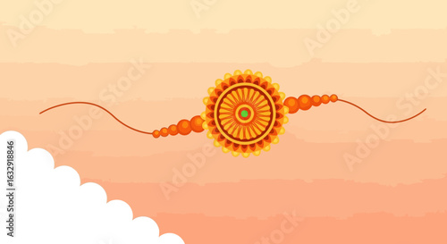 Vector art of beautiful rakhi thread with intricate design, symbolizing the eternal bond of love and protection between siblings during the hindu festival of raksha bandhan