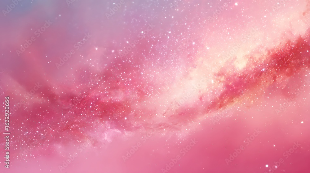 Obraz premium Cosmic pink nebula with sparkling stardust space stars