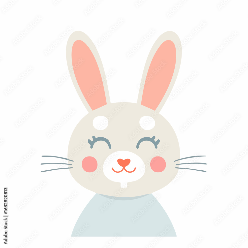 Fototapeta premium Minimal rabbit faces in flat style