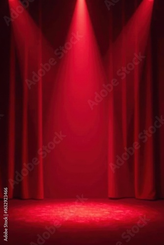 Stunning red stage backdrop with spotlight Ideal for theater & event photography , banner, celebration