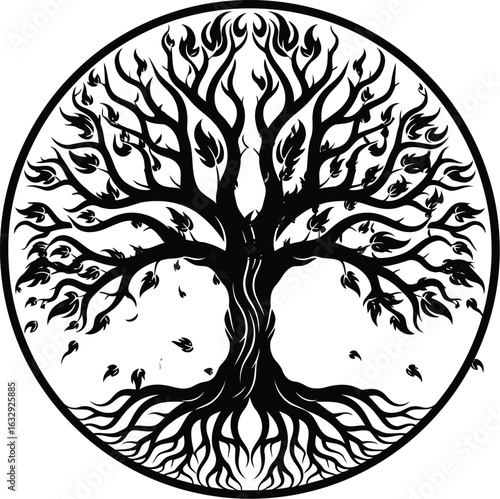 Vector art of tree of life illustration isolated on white background for design use