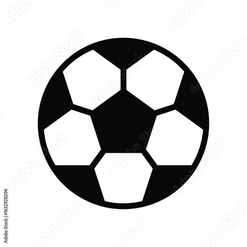 Minimalist Black and White Soccer Ball Icon for Sports and Recreation Use