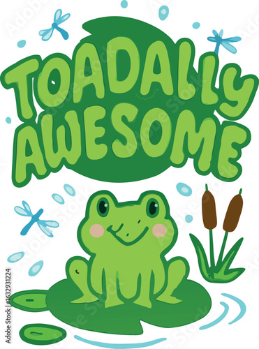 Toadally Awesome Frog Pun T-Shirt Fun Gift Tee