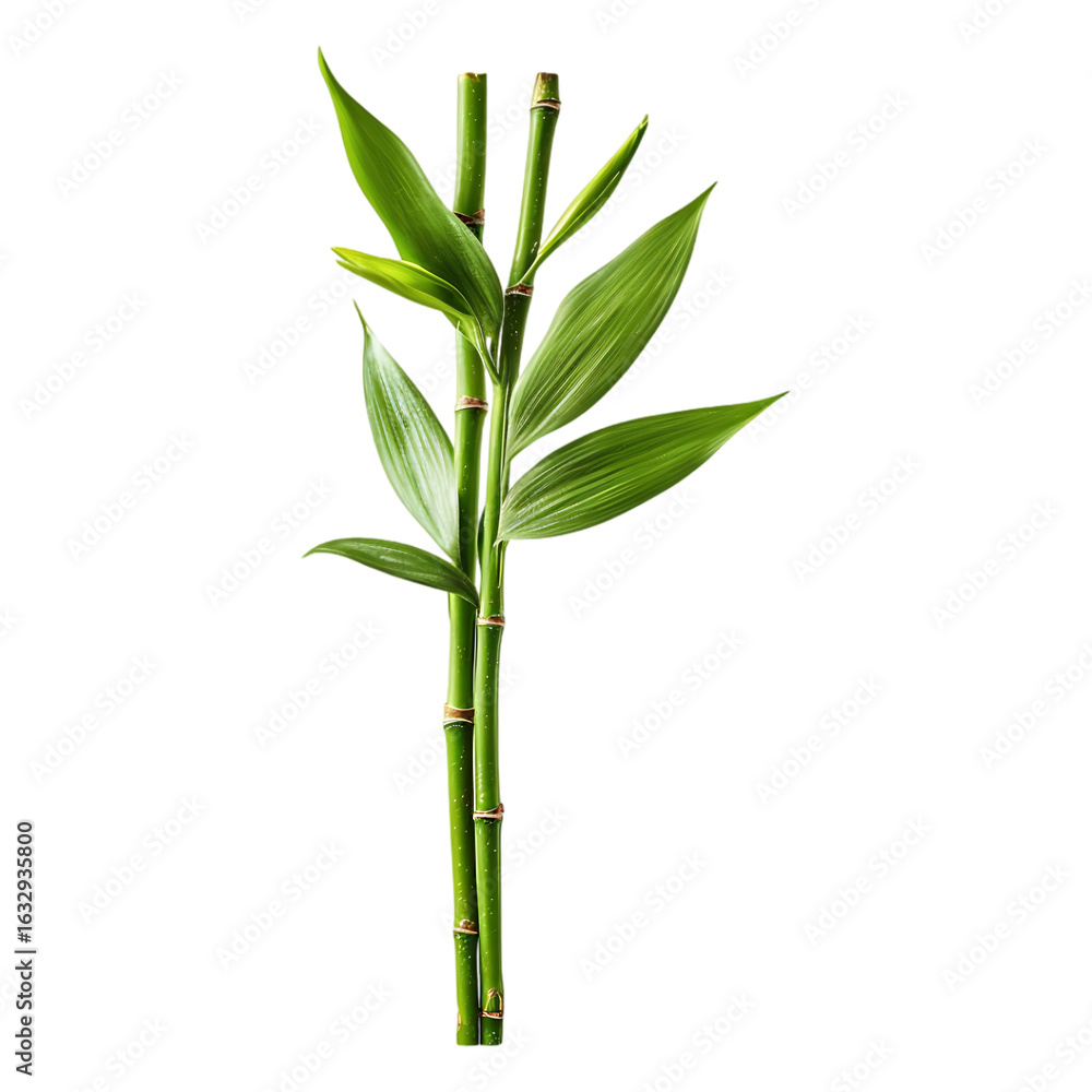 Fototapeta premium Green bamboo stalks with vibrant leaves a nature study