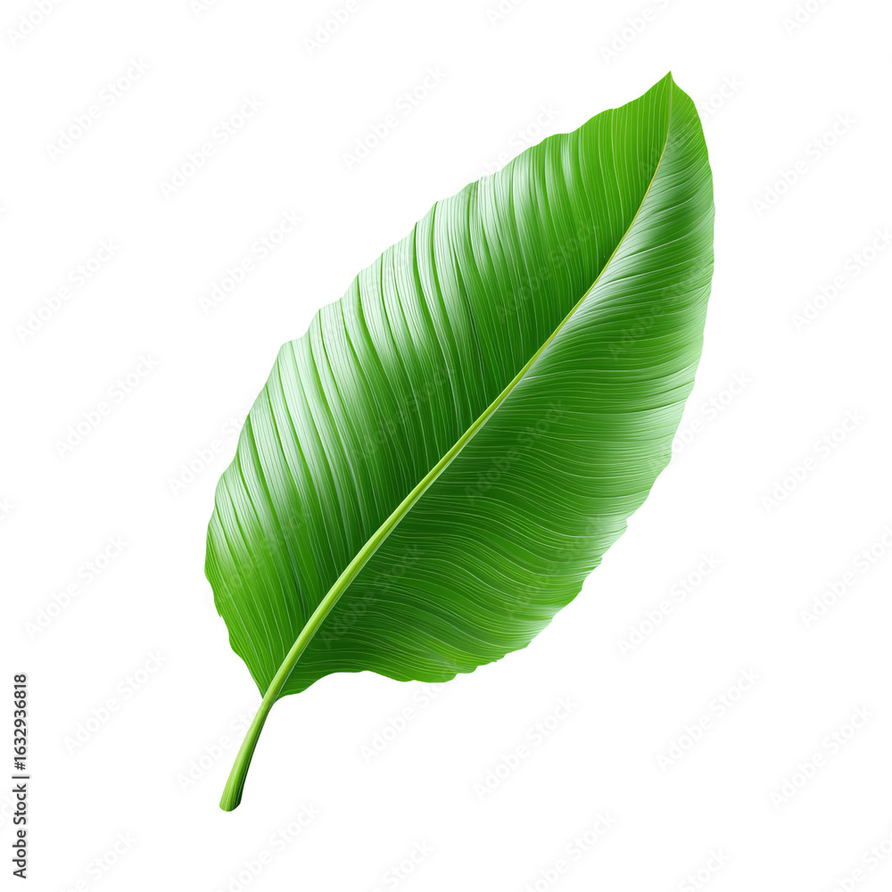 A lush, vibrant green banana leaf featuring distinct, parallel veins and a smooth, glossy surface, capturing the essence of tropical nature. A lush, vibrant green banana leaf featuring distinct, parallel veins and a smooth, glossy surface, capturing the essence of tropical nature.