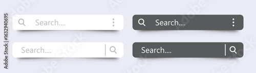 Search bar vector. Internet browser search engine. Search boxes with shadow on white background - stock vector.
