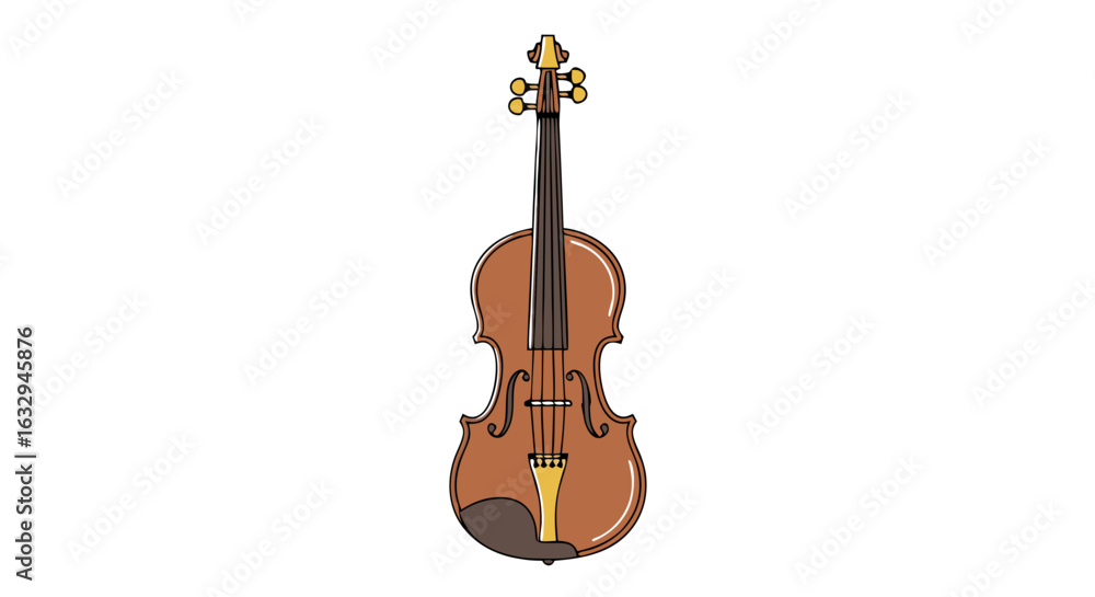 Obraz premium Illustrative depiction of a violin musical instrument with detailed structure, a symphony of artistic expression portrayed through lines and form