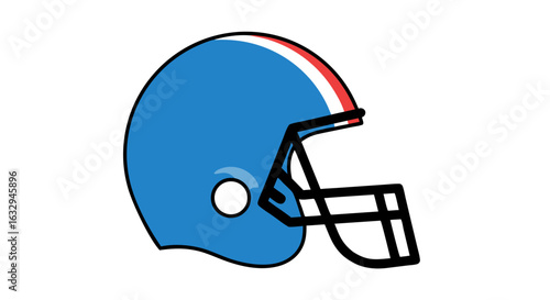 Stylized american football helmet illustration showcasing equipment and team colors in a cartoon like manner