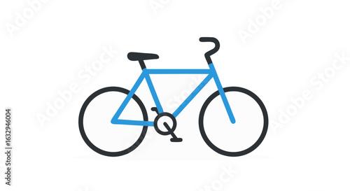 Stylish blue bicycle graphic illustration against plain white background minimalist design concept showcasing a sleek and modern two wheeled