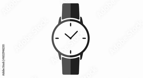 Minimalist Watch Graphic with Classic Design and Grey Tones Represents Punctuality and Elegant Timelessness