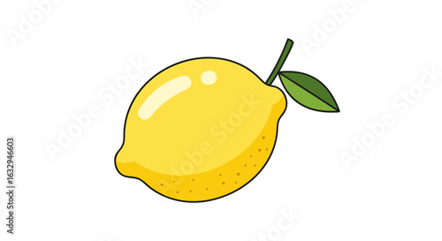 Bright yellow lemon illustration showcasing freshness and simplicity perfect for designs that require a cheerful and vibrant element representing