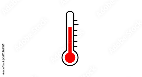 Sleek Thermometer Illustration Depicting Rising Temperatures and Health Monitoring System on a White Backdrop