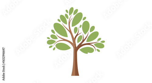 Stylized Arboreal Icon: An Isolated Tree Illustration on Pristine White Backdrop, Graphic Tree Logo Concept, Nature Symbolism and Design