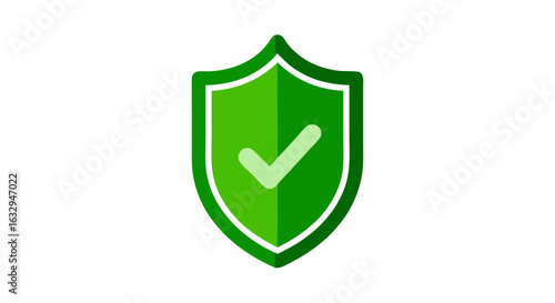 Green Shield with Check Mark Symbolizing Security Verification and Confirmation Assurance