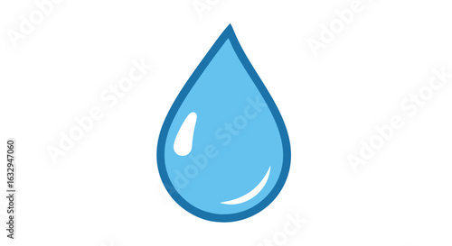 Stylized depiction of a singular water droplet illustration, conveying aqueous clarity and hydration essence in a simple yet effective design