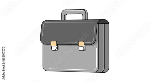 Elegant gray briefcase icon illustration for professional business ventures and career success, depicted in a clean and modern design perfect for
