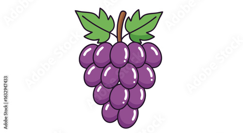 Delightful grape cluster illustration portraying fresh fruit appeal and cheerful cartoon style perfectly crafted for children book