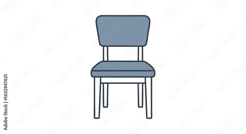 Simple Blue Chair Illustration for Interior Design and Furniture Concepts, Comfort, Relaxation, and Modern Simplicity