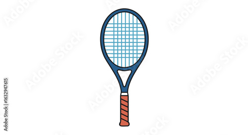 Isolated Illustration of a Blue and Red Tennis Racket on White Background