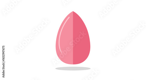 Modern Pink Cosmetic Sponge Applicator: A Simple Beauty Tool for Flawless Makeup Application and Blending with Soft Shadow on a White Background