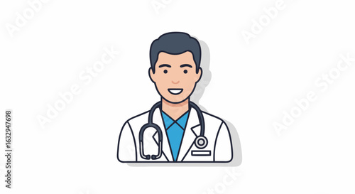Friendly doctor with stethoscope in cartoon style, perfect for medical concept and healthcare projects, ideal for hospitals and clinics design