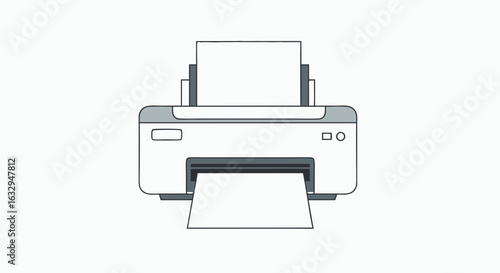 Minimalist Illustration of a Modern Inkjet Printer Generating a Crisp Document Output Streamlined Design 95 characters