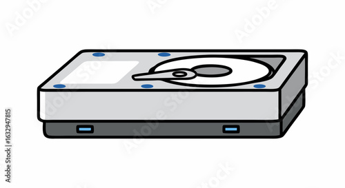 Isolated illustration of a hard drive disk depicting storage technology, digital information storage